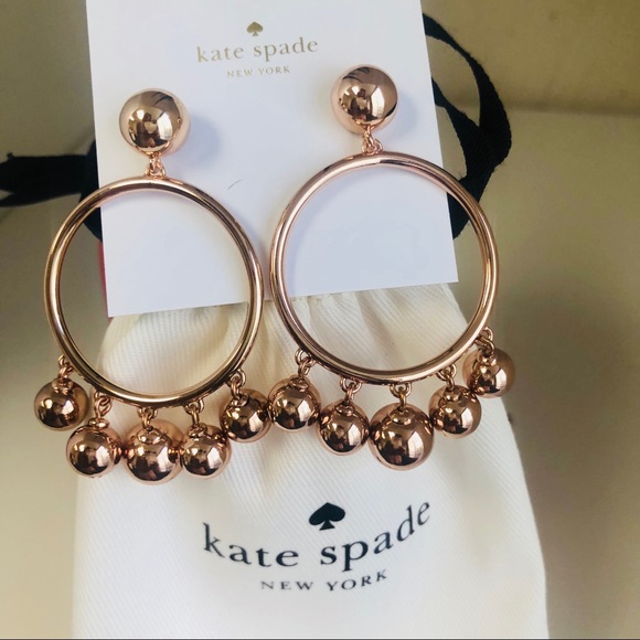 kate spade Jewelry - Kate Spade Bauble Hoop Earrings in Rose Gold